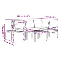 vidaXL Trädgårdssoffa med dynor 4 delar svart aluminium - Bild 11