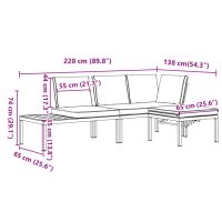 vidaXL Trädgårdssoffa med dynor 3 delar svart aluminium - Bild 10