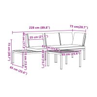 vidaXL Trädgårdssoffa med dynor 3 delar svart aluminium - Bild 9