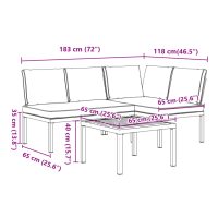 vidaXL Trädgårdssoffa med dynor 3 delar svart aluminium - Bild 8