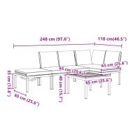 vidaXL Trädgårdssoffa med dynor 4 delar svart aluminium - Bild 10