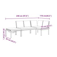 vidaXL Trädgårdssoffa med dynor 3 delar svart aluminium - Bild 9