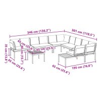 vidaXL Trädgårdssoffa med dynor 7 delar svart aluminium - Bild 9