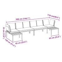 vidaXL Trädgårdssoffa med dynor 4 delar svart aluminium - Bild 8