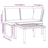 vidaXL Trädgårdssoffa med dynor 2 delar svart aluminium - Bild 7