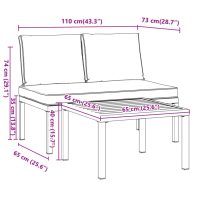 vidaXL Trädgårdssoffa med dynor 2 delar svart aluminium - Bild 7