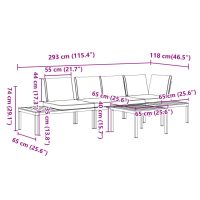 vidaXL Trädgårdssoffa med dynor 4 delar svart aluminium - Bild 9