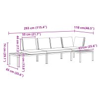 vidaXL Trädgårdssoffa med dynor 3 delar svart aluminium - Bild 7