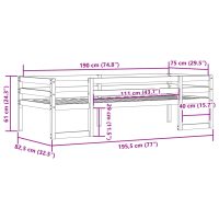 vidaXL Sängram för barnsäng 75x190 cm massiv furu - Bild 11