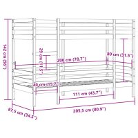 vidaXL Våningssäng vaxad brun 80x200 cm massiv furu - Bild 10