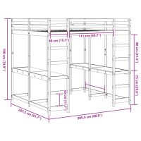 vidaXL Våningssäng med skrivbord & stege 200x200 cm massiv furu - Bild 10