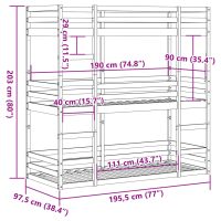 vidaXL Våningssäng 3 våningar vaxad brun 90x190 cm massiv furu - Bild 10