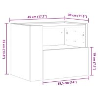 vidaXL Väggmonterat sängbord rökfärgad ek 45x30x35 cm - Bild 11