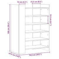 vidaXL Skoskåp vit 74,5x37,5x100 cm konstruerat trä - Bild 10