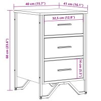 vidaXL Sängbord rökfärgad ek 40x41x60 cm konstruerat trä - Bild 11