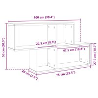 vidaXL Vägghylla vit 100x20x53 cm konstruerat trä - Bild 9