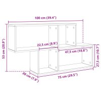 vidaXL Vägghylla betonggrå 100x20x53 cm konstruerat trä - Bild 9