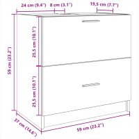 vidaXL Tvättställsskåp betonggrå 59x37x59 cm konstruerat trä - Bild 11