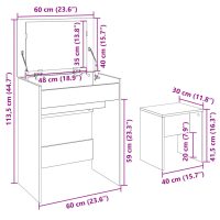 vidaXL Sminkbord med pall vit 60x40x113,5 cm - Bild 11