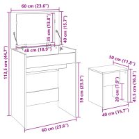 vidaXL Sminkbord med pall svart 60x40x113,5 cm - Bild 11