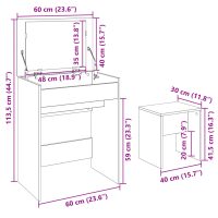 vidaXL Sminkbord med pall sonoma-ek 60x40x113,5 cm - Bild 11