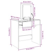 vidaXL Sminkbord med spegel vit 73x46,5x120 cm - Bild 11