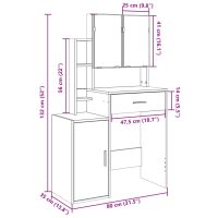 vidaXL Sminkbord med skåp vit 80x35x132 cm - Bild 12