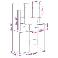 vidaXL Sminkbord med skåp betonggrå 80x35x132 cm - Bild 12