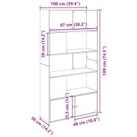 vidaXL Bokhylla vit 100x36x189 cm konstruerat trä - Bild 9