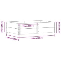 vidaXL Odlingslåda svart 150x100 cm massiv furu - Bild 7