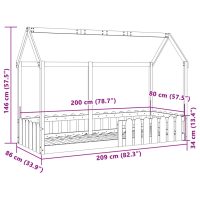 vidaXL Barnsäng med husram vit 80x200 cm massiv furu - Bild 9