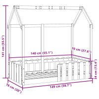 vidaXL Barnsäng med husram vit 70x140 cm massiv furu - Bild 9