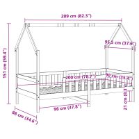 vidaXL Barnsäng med husram 90x200 cm massiv furu - Bild 9