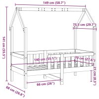 vidaXL Barnsäng med husram vaxad brun 70x140 cm massiv furu - Bild 9