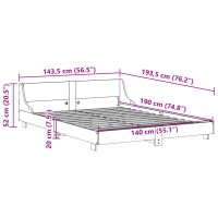 vidaXL Sängram med huvudgavel vaxbrun 140x190 cm massiv furu - Bild 9