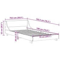 vidaXL Sängram med huvudgavel vit 75x190 cm massivt furu - Bild 9