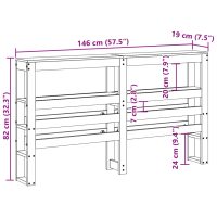 vidaXL Huvudgavel med hyllor vit 140 cm massiv furu - Bild 9