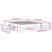 vidaXL Sängram utan madrass rökfärgad ek 150x200 cm konstruerad trä - Bild 11