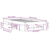 vidaXL Sängram utan madrass rökfärgad ek 100x200 cm konstruerad trä - Bild 11