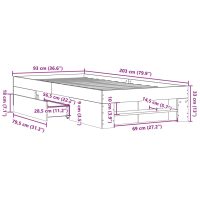 vidaXL Sängram utan madrass sonoma-ek 90x200 cm konstruerad trä - Bild 11