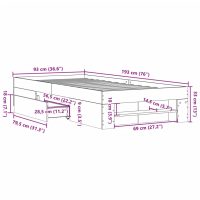 vidaXL Sängram utan madrass rökfärgad ek 90x190 cm konstruerad trä - Bild 11