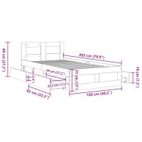 vidaXL Sängram med huvudgavel betonggrå 100x200 cm konstruerat trä - Bild 11