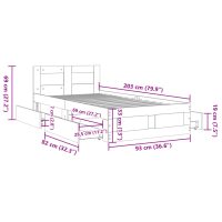 vidaXL Sängram med huvudgavel sonoma-ek 90x200 cm konstruerat trä - Bild 11