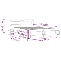 vidaXL Sängram med huvudgavel svart 135x190 cm konstruerat trä - Bild 11