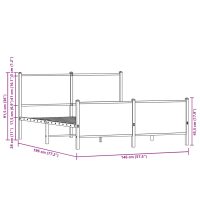 vidaXL Sängram med huvudgavel & fotgavel brun ek metall 140x190 cm - Bild 11