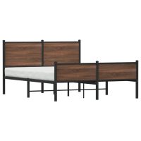 vidaXL Sängram utan madrass metall brun ek 150x200 cm - Bild 4