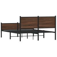 vidaXL Sängram utan madrass metall brun ek 150x200 cm - Bild 7