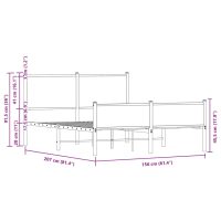 vidaXL Sängram utan madrass metall brun ek 150x200 cm - Bild 10