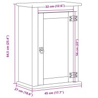 vidaXL Väggmonterat badrumsskåp Corona 45x27x64,5 cm massiv furu - Bild 10