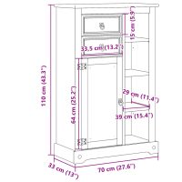 vidaXL Badrumsskåp Corona 70x33x110 cm massiv furu - Bild 10